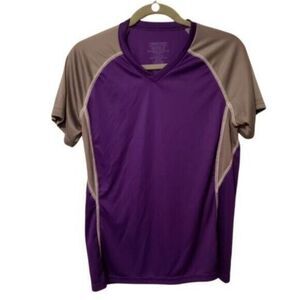 High Five Womens Sz M Purple Gray Solid Short Sleeve Athletic T-shirt